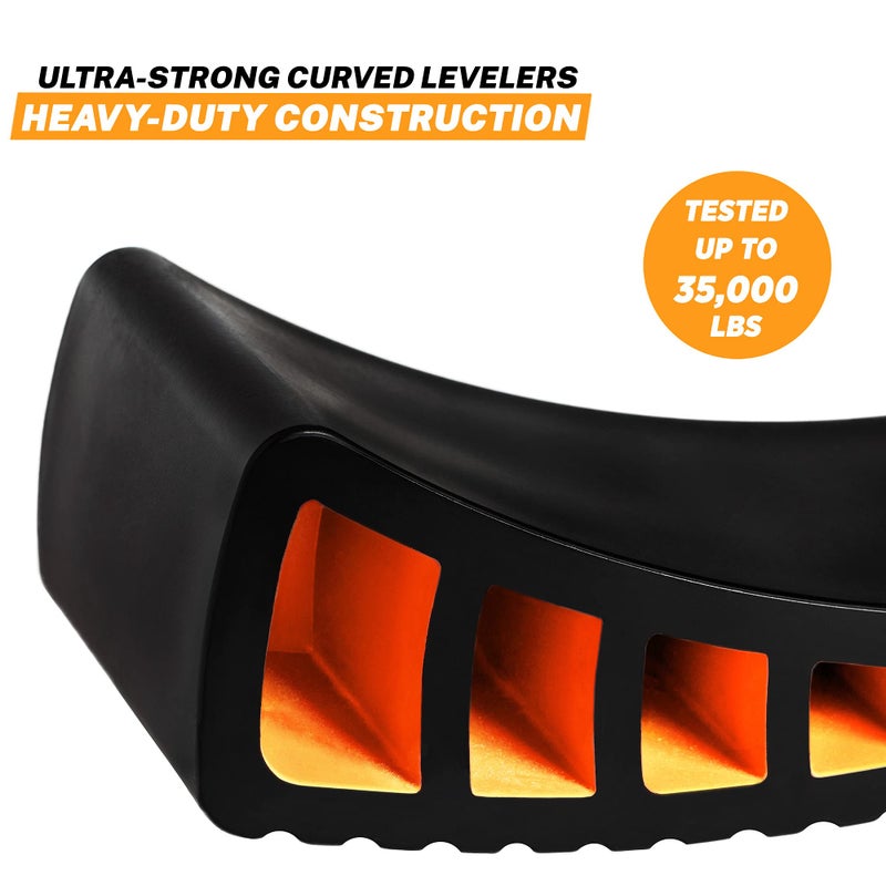 CARMTEK Camper Leveler Kit - Curved RV Levelers with Camper Wheel Chocks for Travel Trailers | Faster Camping Leveling Than RV Leveling Blocks (1 Pack) - Image 3